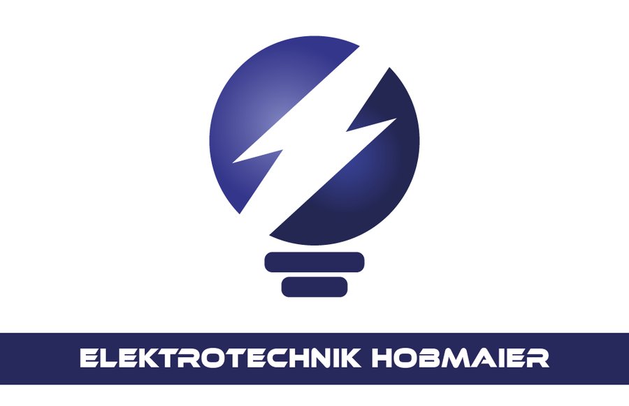 Blau-weiße Markenfläche mit Logo von Elektrotechnik Hobmaier